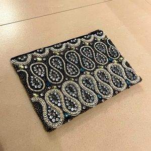 Anthropologie Beaded Paisley Clutch EUC